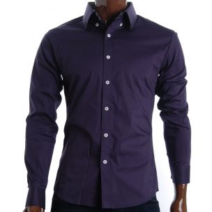 Mens Slim Fit Floral Lined Dress Shirts Purple